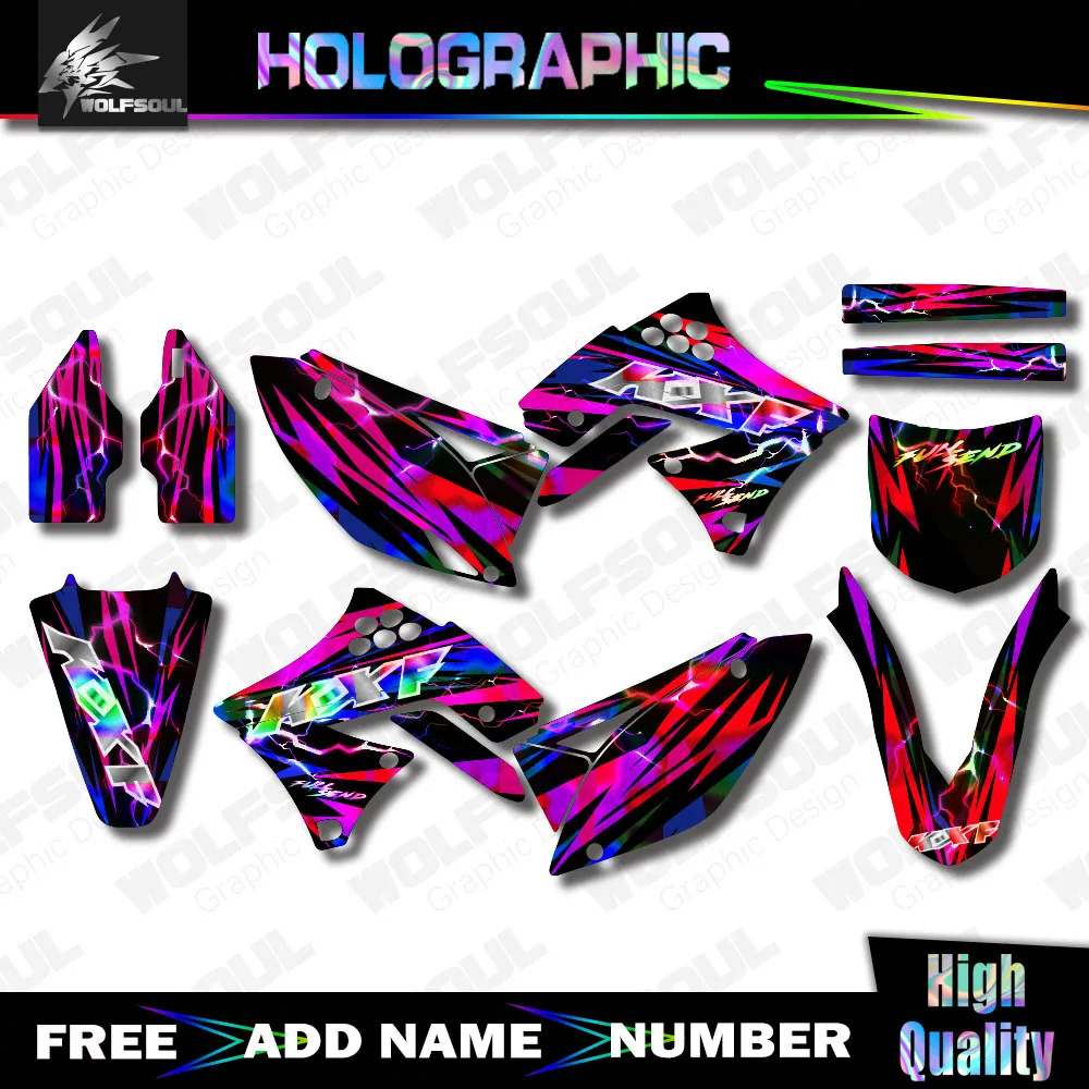 Motocross Holographics Decals Stickers Background Kits For Kawasaki KX250F KXF 250 KX 250F 2009-2012 2011 2010 Customize