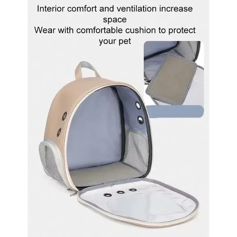 Mochila transportadora de mascotas para exteriores, bolsa de viaje portátil de PU para gatos y perros pequeños, bolso de hombro transparente y transpirable, 1 Uds.