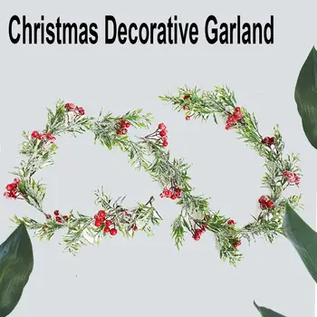 Christmas Decorative Garland Hanging Wreath Artificial Red Berries Pine Cones Vine…