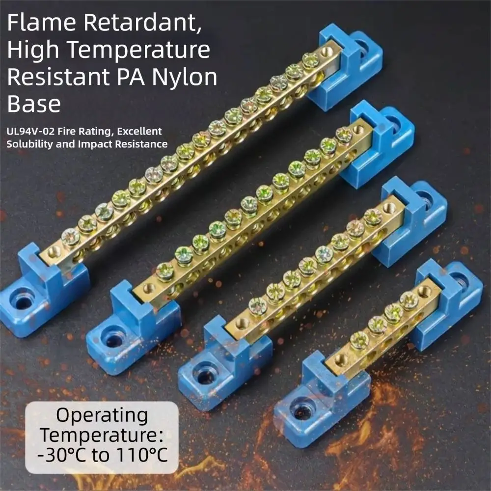New 6*9 Copper Ground Bar 4/6/8/10/12 Hole High Bridge Type Zero Ground Wiring Connection Zero Row Distribution Box