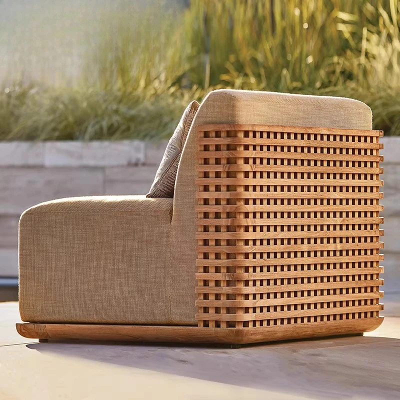 Outdoor courtyard, waterproof teak sofa combination