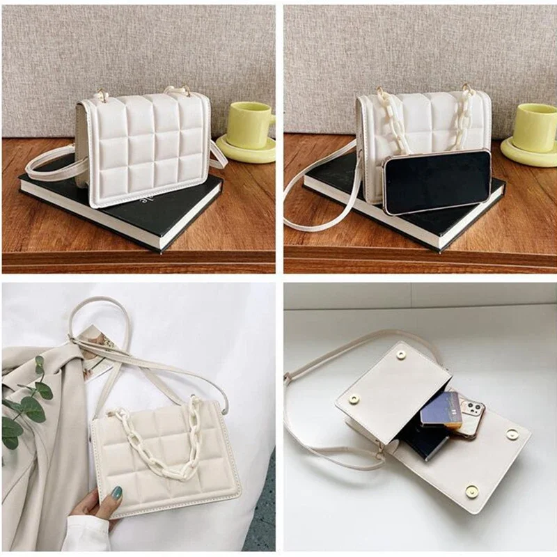 Nowy modny łańcuszek Lingge jeden Crossbody na ramię torba Crossbody z klapką damski portfel Mini torebka