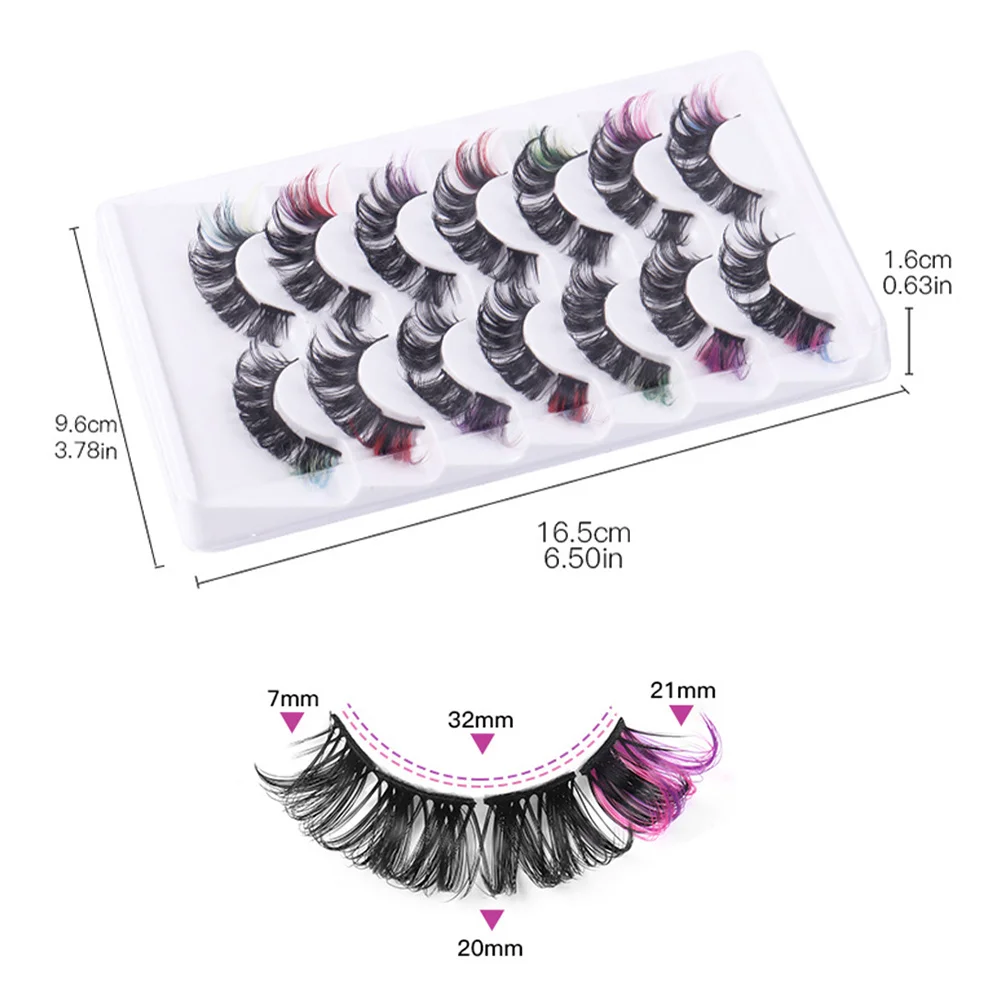 7 pares de extensiones de pestañas de colores, pestañas postizas rizadas, grupo de pestañas postizas, maquillaje, puesta en escena, extensión de pestañas