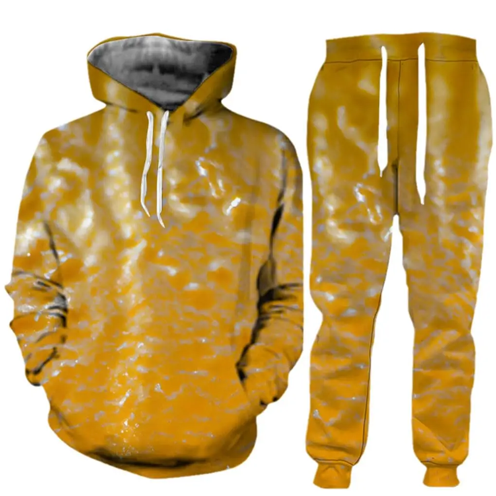 Men's Sweatshirts Suit Beer 3D Print Casual Hoodie+Pants 2pcs Sets Oversized Tracksuit Spring Autumn Fashion Tracksuit Suits