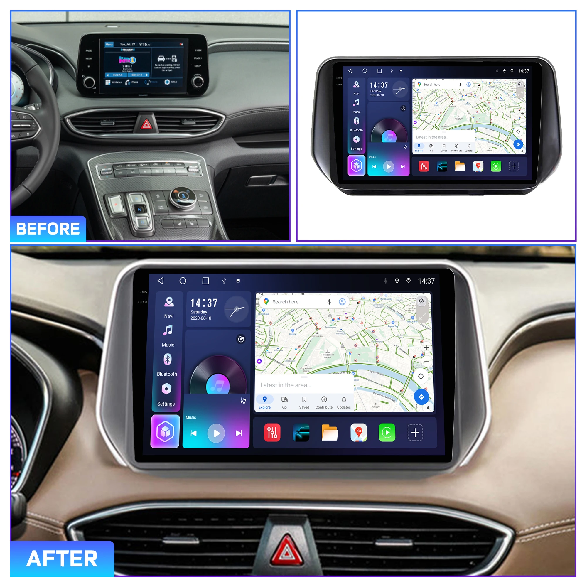 Penhui for hyundai santafe 2017-2021 Android Car DVD Multimedia Player Screen Audio Video 2 Din DSP Bluetooth CarPlay Radio
