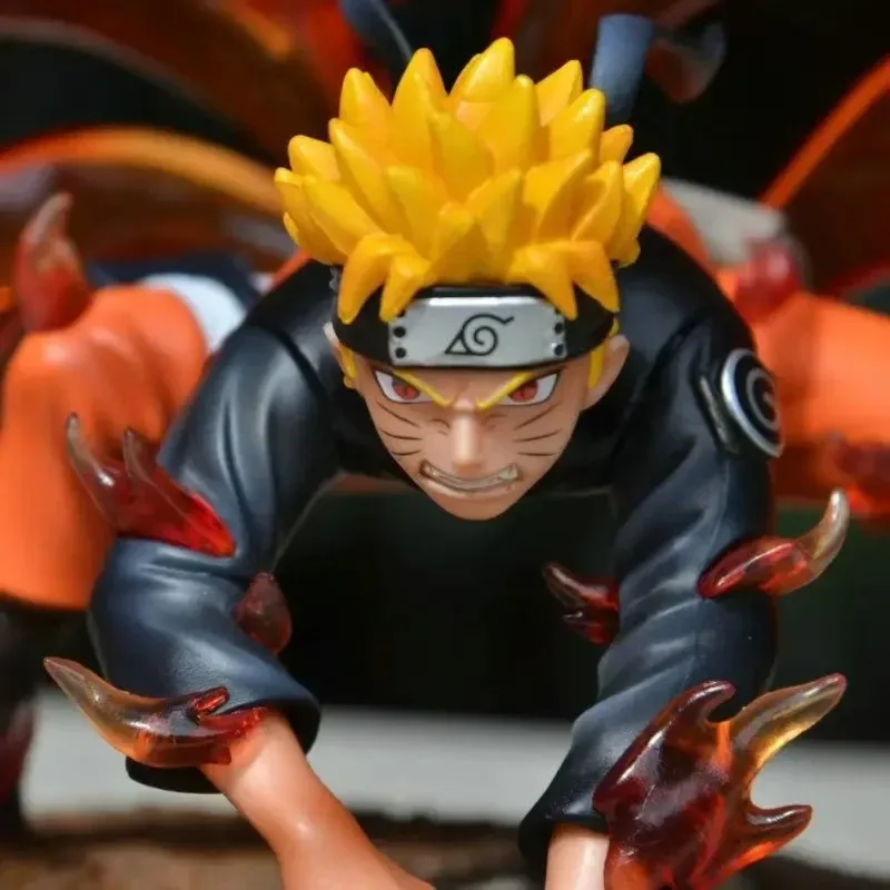 

Large Kyubi no Youko special effects four-tailed Naruto, battle posture fine painting PVC model desktop collection hand-made