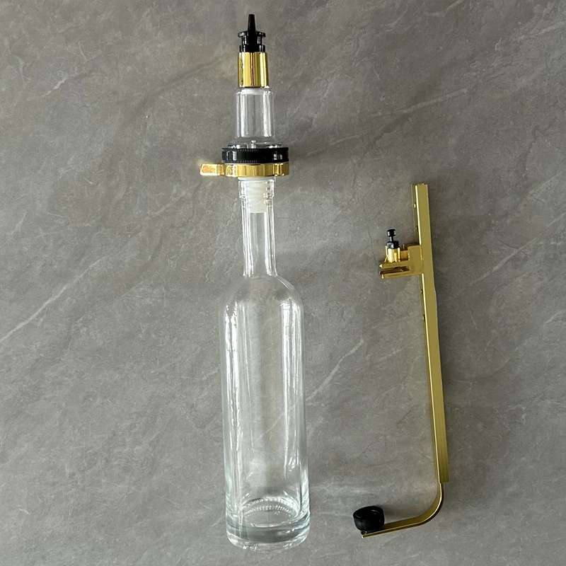 

750ml Golden Wall Mounted Glass Bottle Single Head Perfume Bar Dispenser Glass Bottle Dispenser for Essential Oil Base Perfume