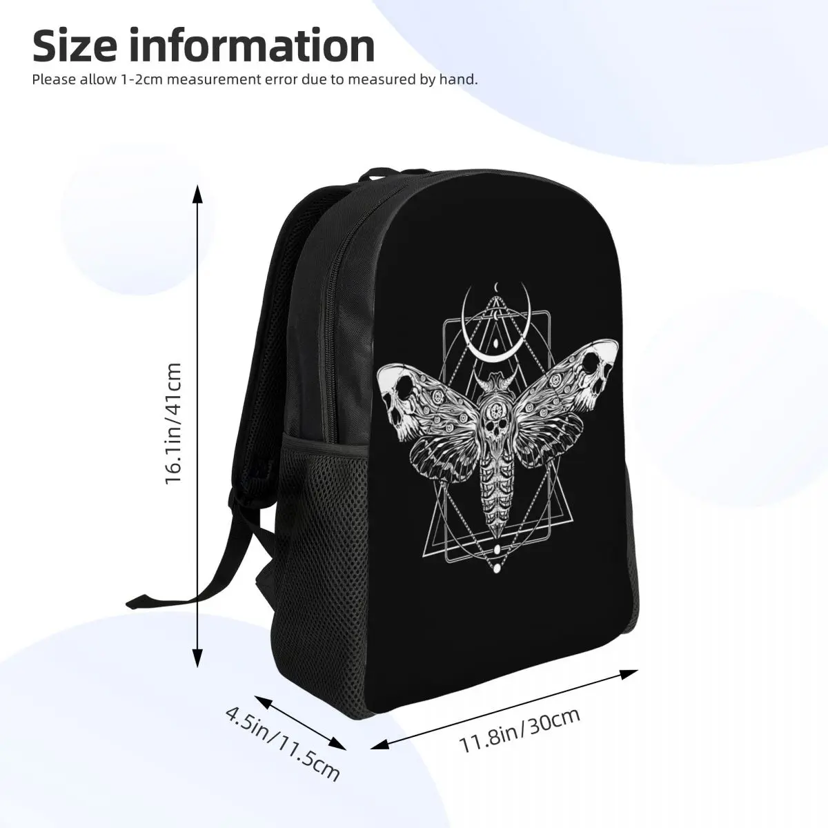 Surreal Death Moth Travel Backpack Women Men School Laptop Bookbag Gothic Sacred Geometry College Student Daypack Bags