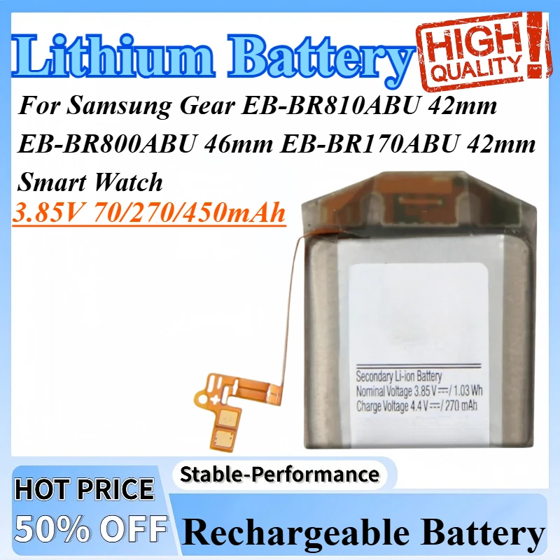 

3.85V 70/270/450mAh Rechargeable Battery For Samsung Gear EB-BR810ABU 42mm EB-BR800ABU 46mm EB-BR170ABU 42mm Smart Watch