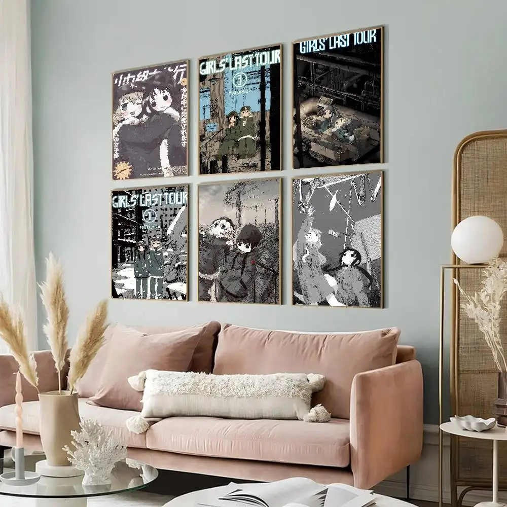 Anime G-Girls Last Tour Vintage-Poster, klebrige Retro-Kraftpapieraufkleber, DIY-Raumdekoration für Bar, Café, Kawaii-Raumdekoration