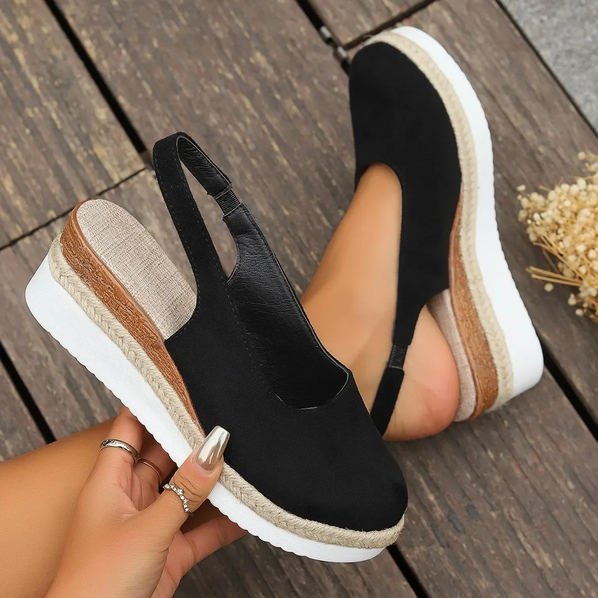 Women Summer Plain Wedge Sandals Bohemian Handmade Ladies Casual Comfortable Espadrilles Platform Pumps Shoes Sandalias De Mujer