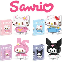 New Sanrio Hello Kitty Melody and Disney Stitch Cartoon Figure Building Blocks Assembled Model Toy Bricks Children Gifts