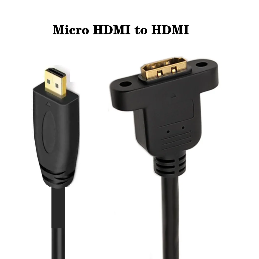 1m 30cm Złącze przedłużające z męskiego na żeńskie zgodne z Micro HDMI Złącze przedłużające z zabezpieczeniem śrubowym do montażu panelowego Kabel kamery HD AV — zdjęcie produktu 4