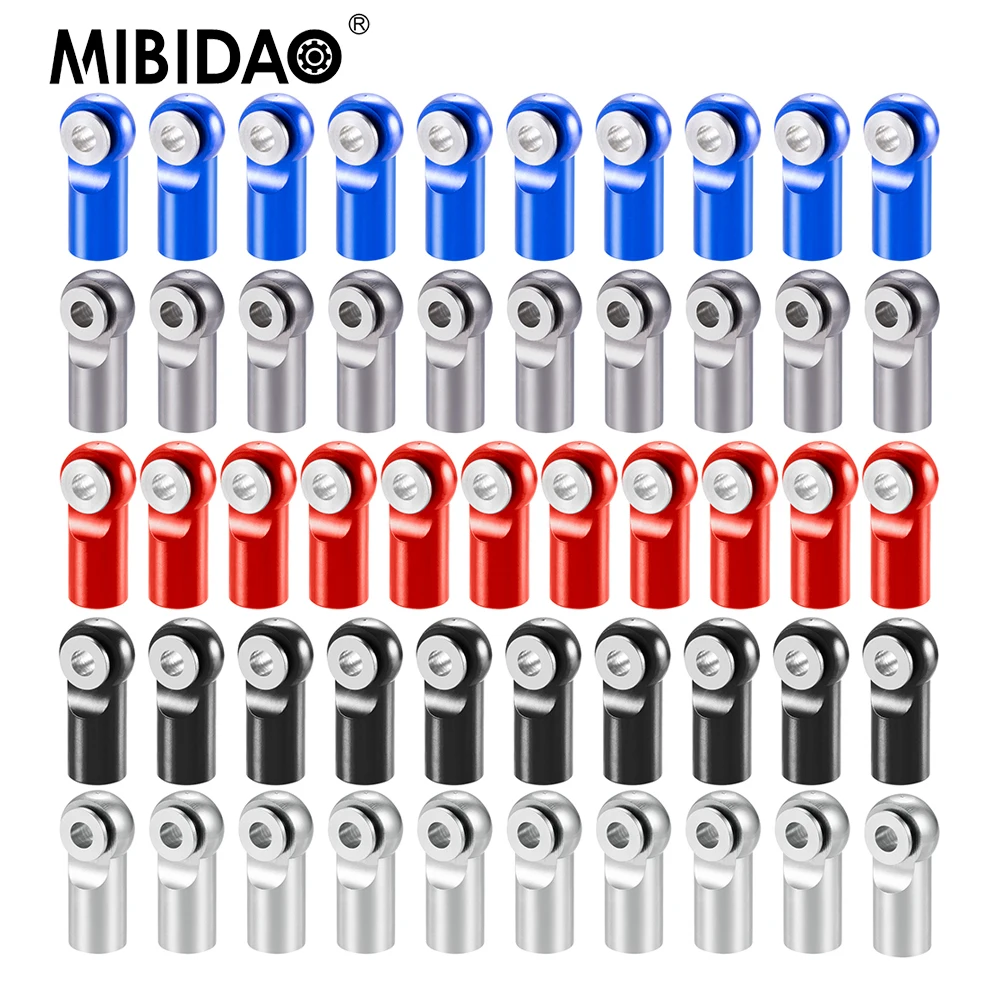 MIBIDAO 10Pcs M2 in lega di alluminio Pivot Link Rod End Balls testa del giunto per RC Car Crawler Boat Airplane elicottero parti del modello