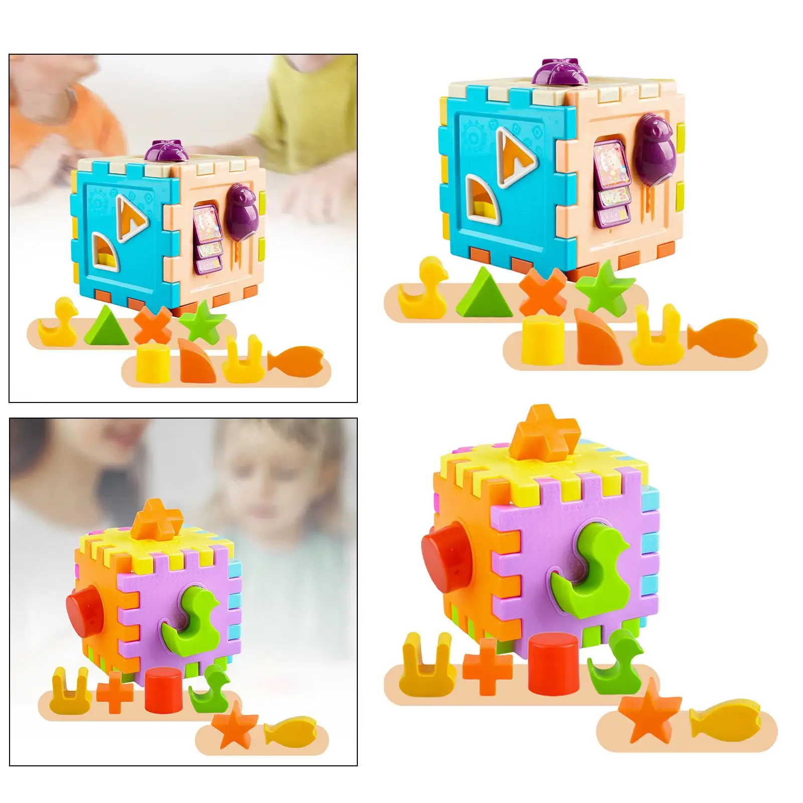 Cubo classificador colorido e brinquedo de aprendizagem de formas, brinquedos classificadores de formas infantis para bebês grandes presentes