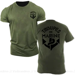 France Marine Troops French Colonial Troops T Shirt Men Marines Military Tactical Casual Mens T-Shirt Black Army Green Tee Shirt