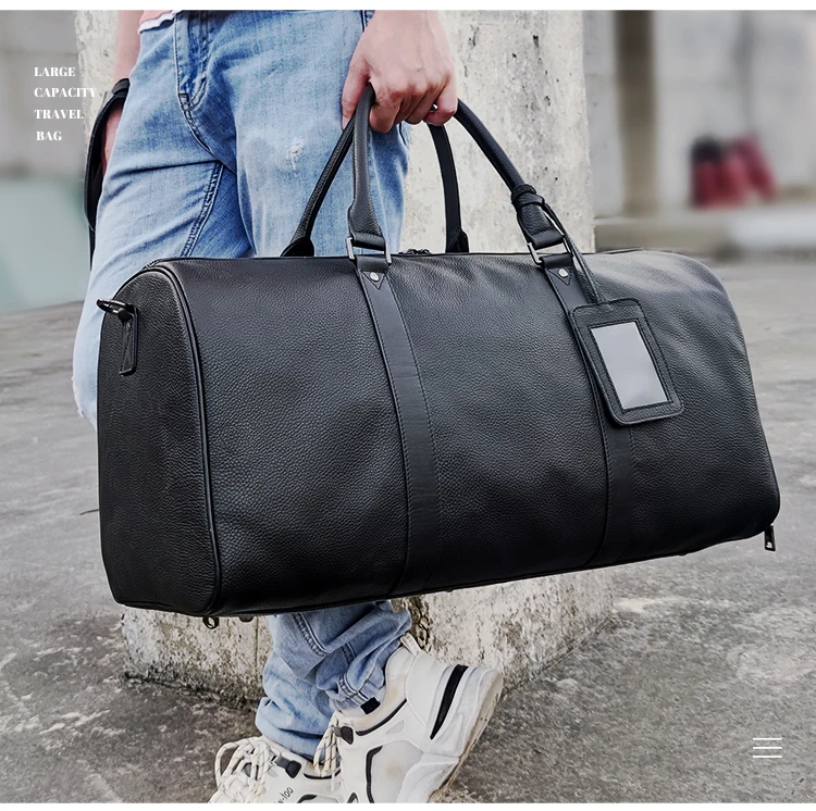 Leather Men Casual Travel Bag Overnight Waterproof Large-Capacity Luggage Travel Duffle Bag For Men