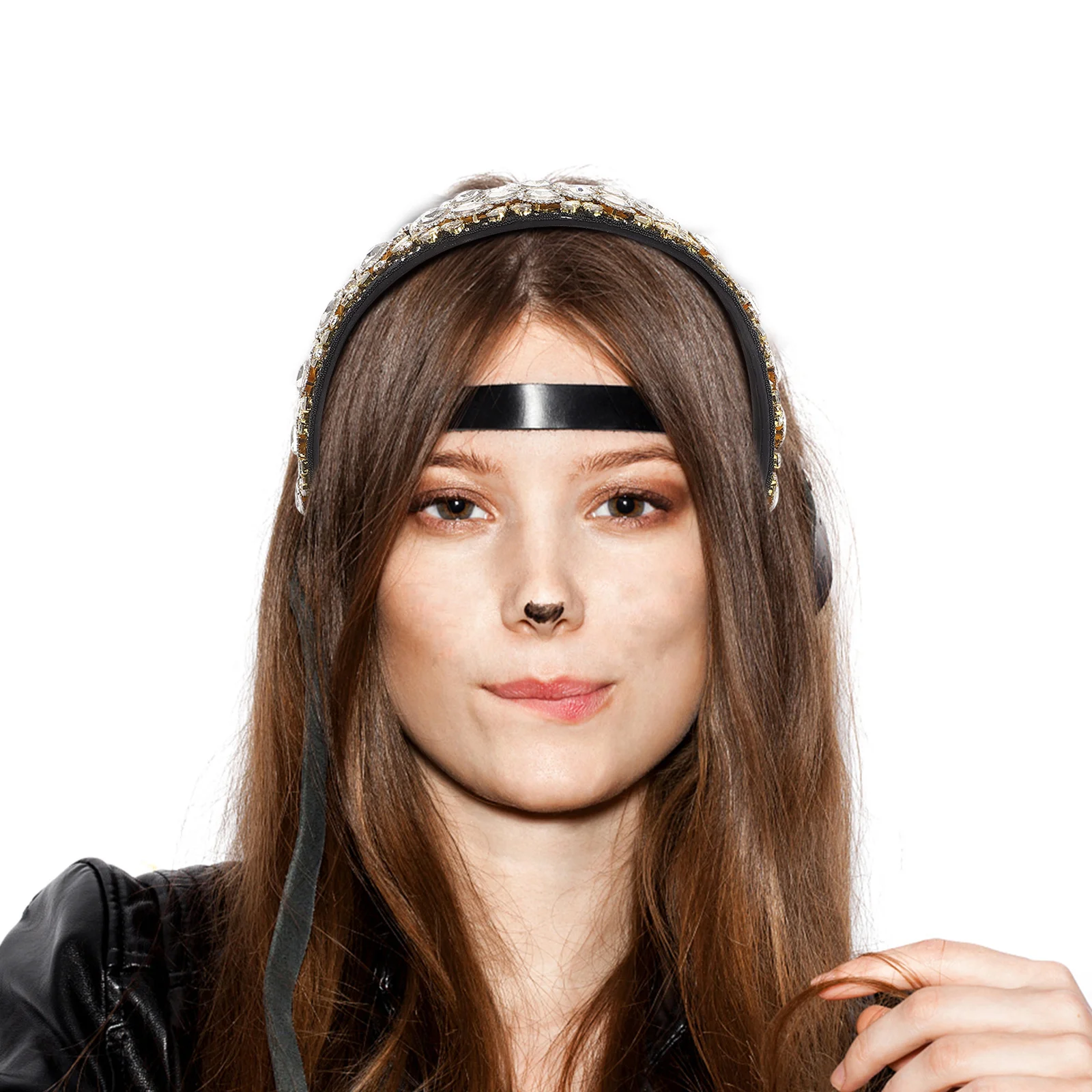 

Baroque Rhinestone White Hair Hoop Wide Rim Wedding Bridal Headband Sparkly Decorative Hair Accessories Plastic Headband