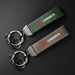 High-Grade leather Motorcycle Keychain Holder Keyring for Kawasaki Z750 Z 750 Accessories