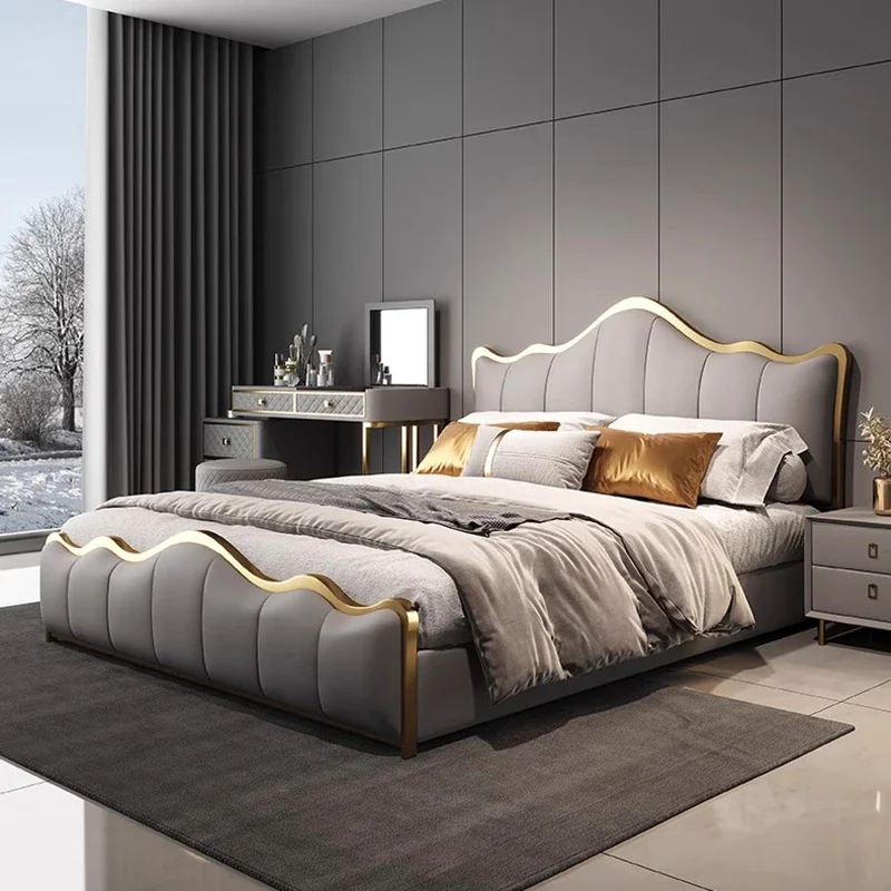 

Modern Luxury Massage Bed Bedroom King Size Loft Sofa Bed Frame Design Metal Wooden Sleeping Letto Matrimoniale Hotel Furniture