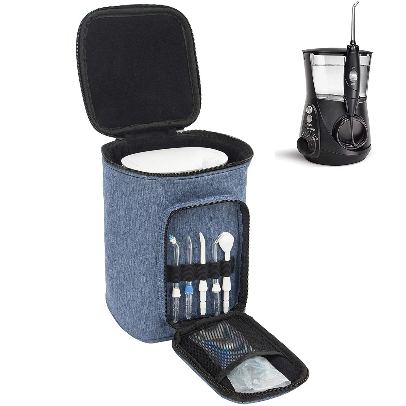 Estuche organizador de almacenamiento portátil, accesorio de gran capacidad con bolsillo de malla pequeño, tela Oxford, contenedor a prueba de polvo