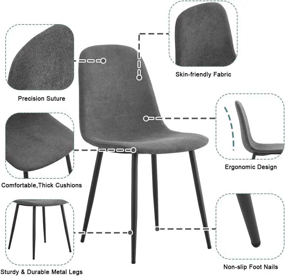 Round Dining Table Set For 4, Modern Kitchen Dining Table Chairs Set For 4, 42 Inch Small Round White Dining Table Set & 4