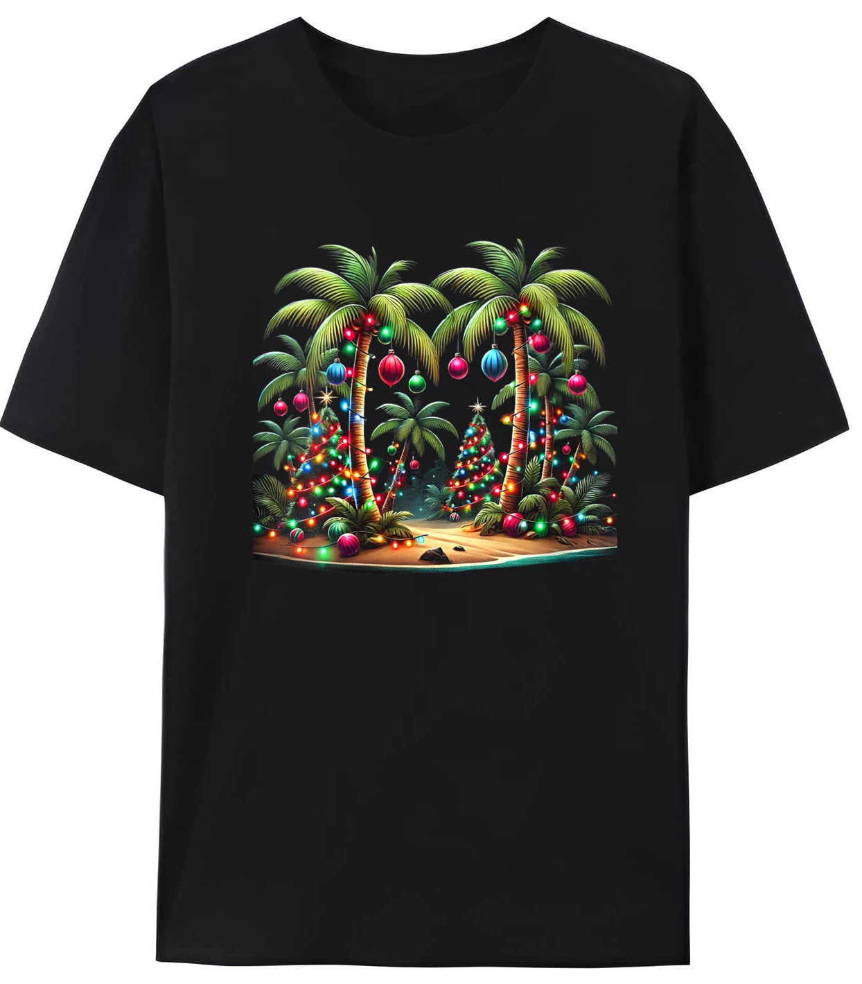 

Womens Christmas Palm Tree Hawaiian Men's Graphic T-Shirt Breathable Loose Fit High Quality Printed Tees