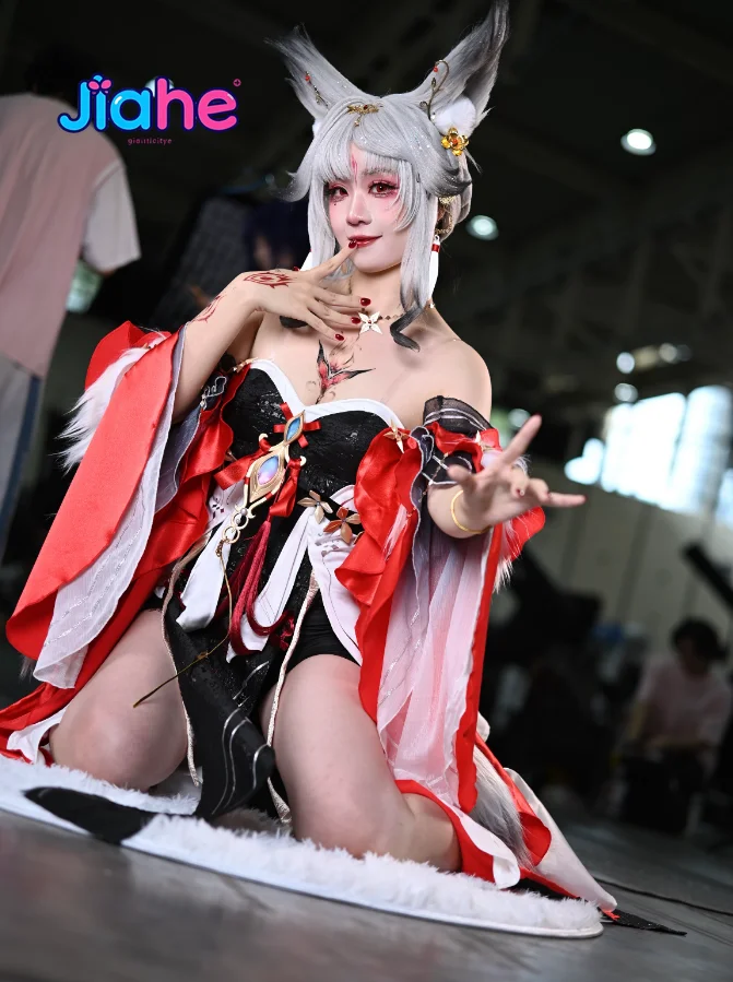 Hsin Moon Fox Star Cos Full Outfit Sexy Chinese Style Fox Lady Wuthering Waves Costume Women Halloween Cosplay Gorgeous Hanfu view 5