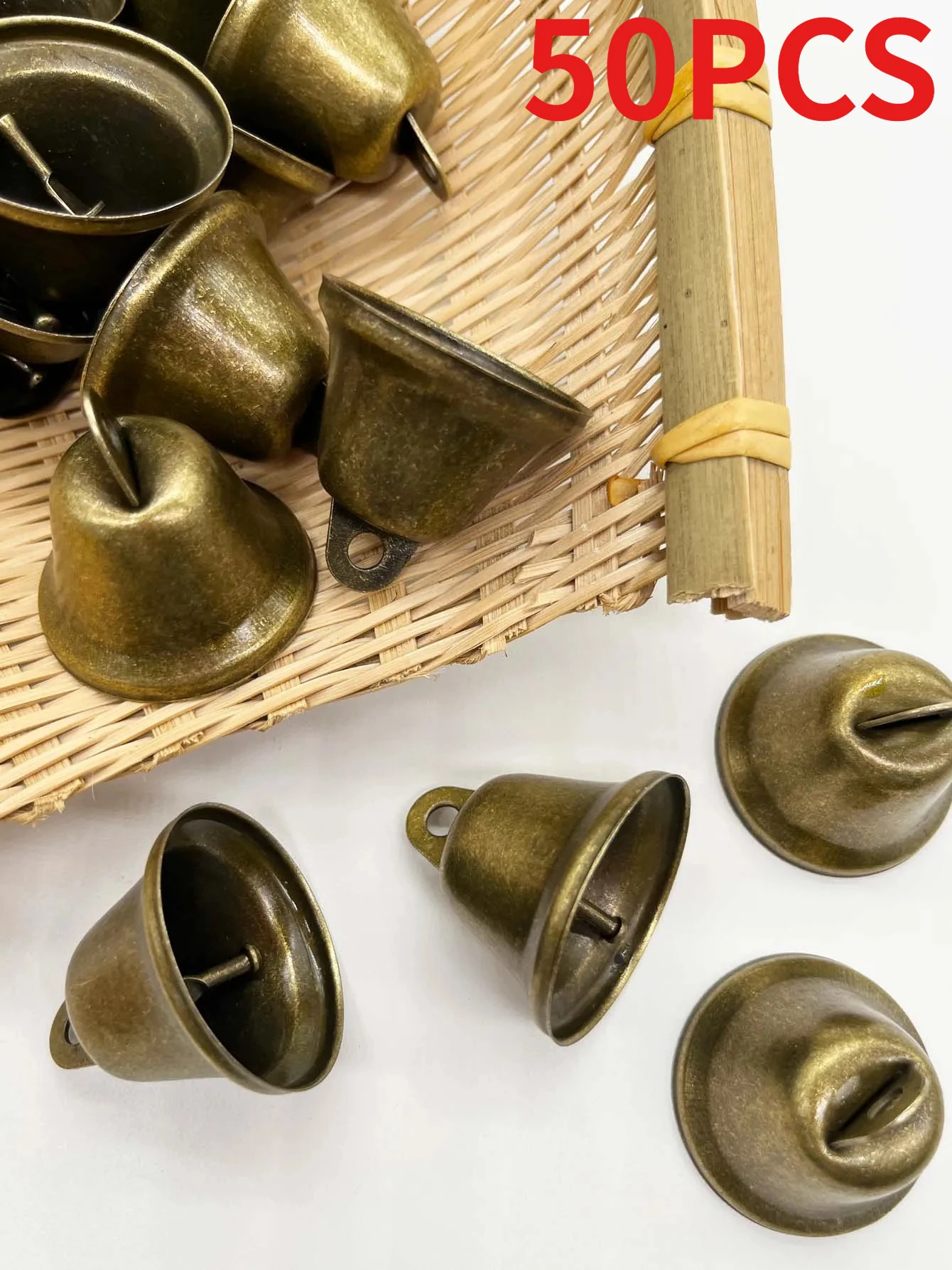 2pcs/50pcs 38mm Brass Christmas Decoration Jingle Bells Pet Pendants Hanging for Festival Party DIY Craft Making Wind Decoration
