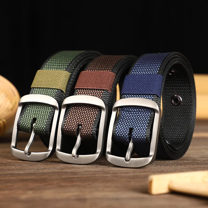 

Мужские ремни, однотонная металлическая пряжка, износостойкий плетеный нейлоновый ремешок, прочные ремни, универсальные ремни 120 см