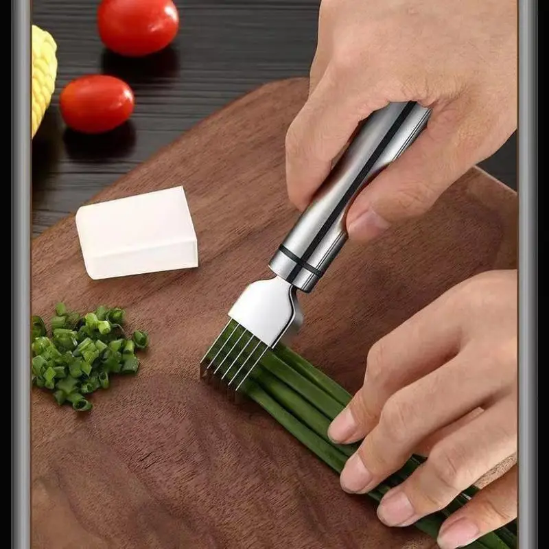 Stainless Steel Shred Silk The Knife Vegetable Garlic Cutter Food Speedy Chopper Green Onion Cutter Portable Kitchen Tool