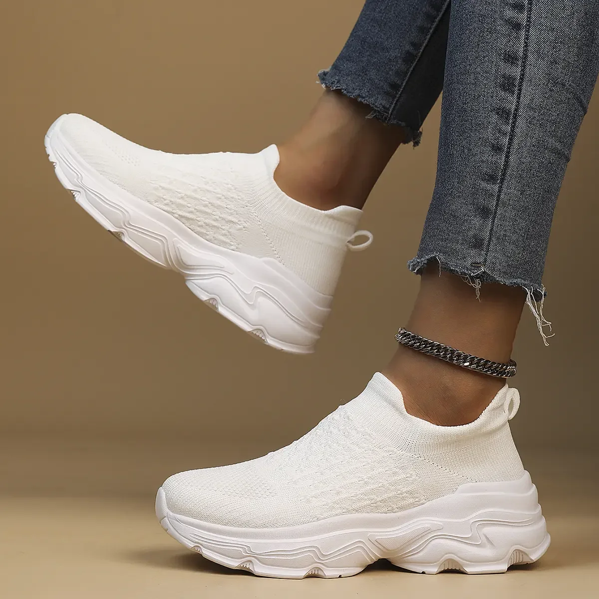 Women Breathable Sneakers Running Shoes Fitness Sports shoes Casual Sportwear Walking shoesOne pedal light socks and shoes