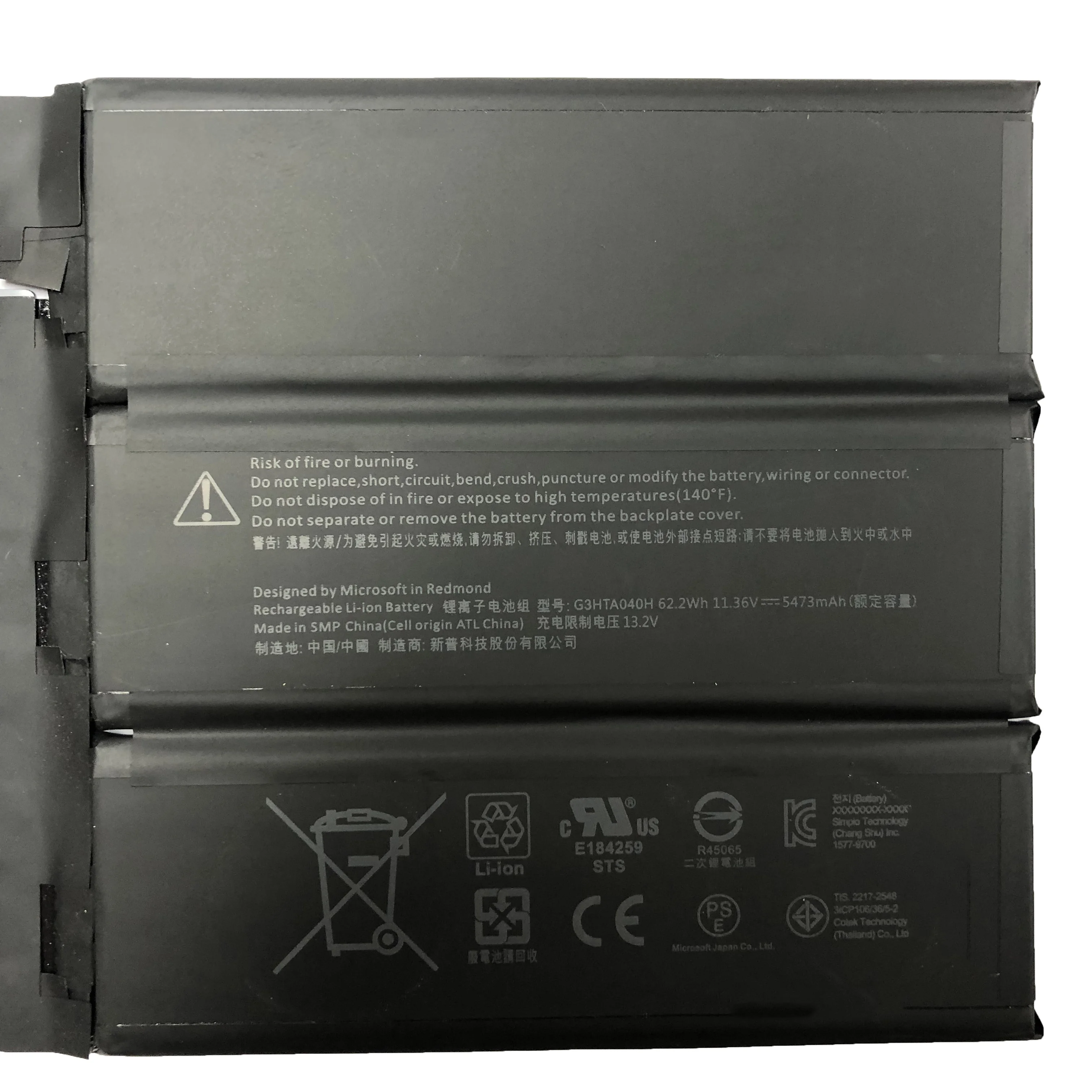 11.36V 62.2wh/5473mAh G3HTA040H Original Laptop Battery For MICROSOFT Surface Book 2 1793 Keyboard