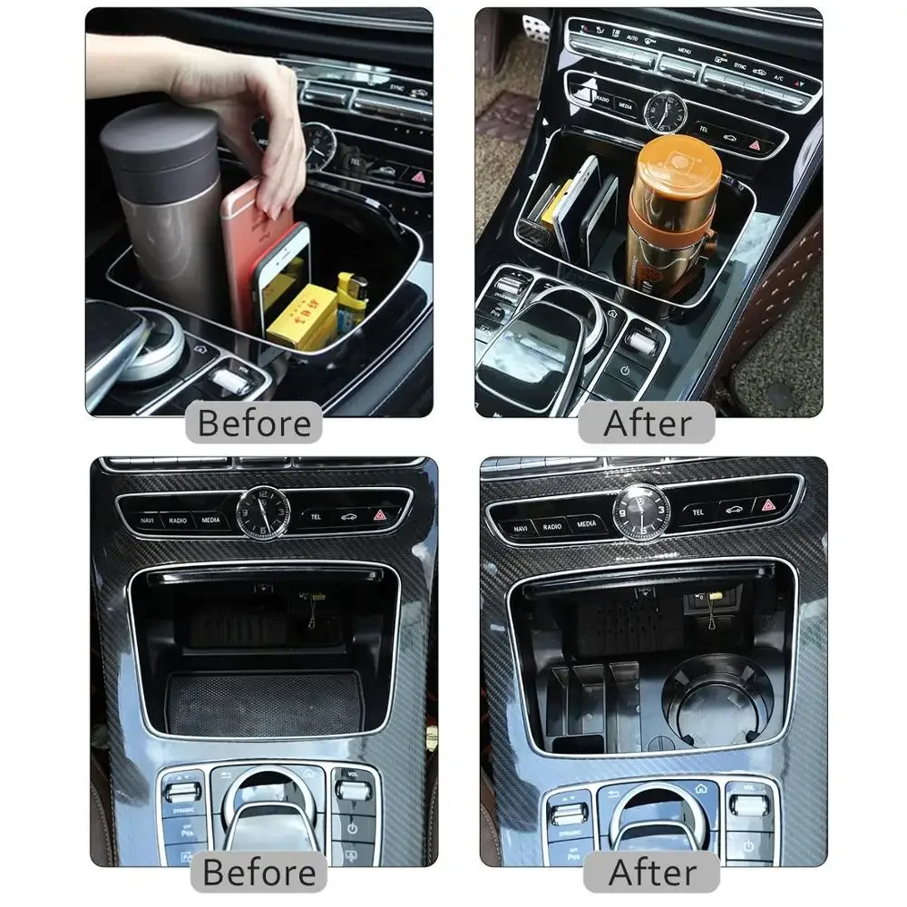 For Mercedes Benz C Class W205 GLC-Class X253 E Class W213 G Class W464 Car Central Console Storage Box Cup Holder Accessories J