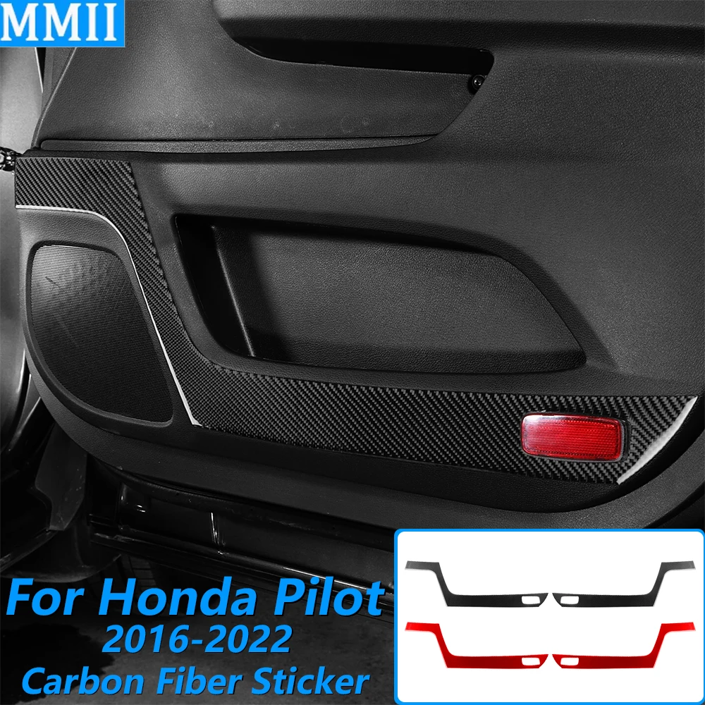 

Для Honda Pilot 2016-2022: Декоративная накладка на переднюю внутреннюю дверную панель из настоящего карбона, аксессуар для автомобиля, наклейка для украшения интерьера