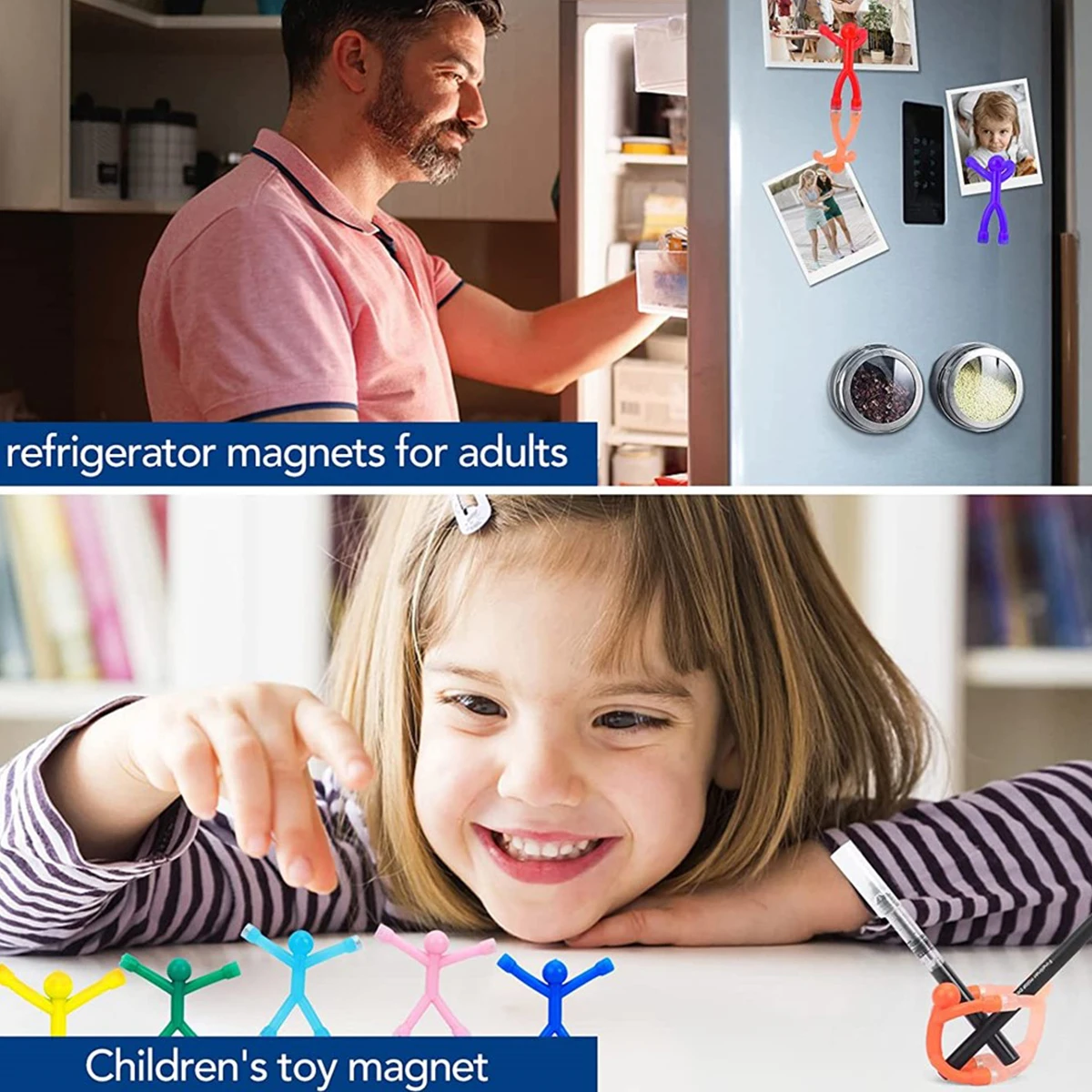 Refrigerator Magnet Men Cute Humanoid Magnetic Toys Solid Colorful Magnetic People Magnets For Kids and Adults Whiteboard Locker