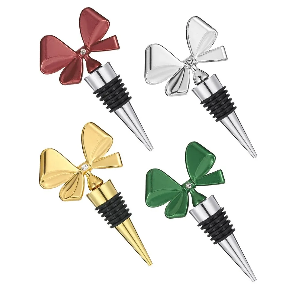 Bowknot Style Wine Stoppers in Set of 4 for Maintaining Freshness of Red Wine Cooking Oil and Beer in Glass Bottles