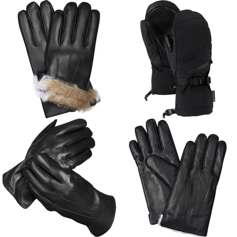 

Men's Genuine Sheepskin Leather Winter Gloves with Rabbit Fur Lining and Gift Box for Extra Warmth