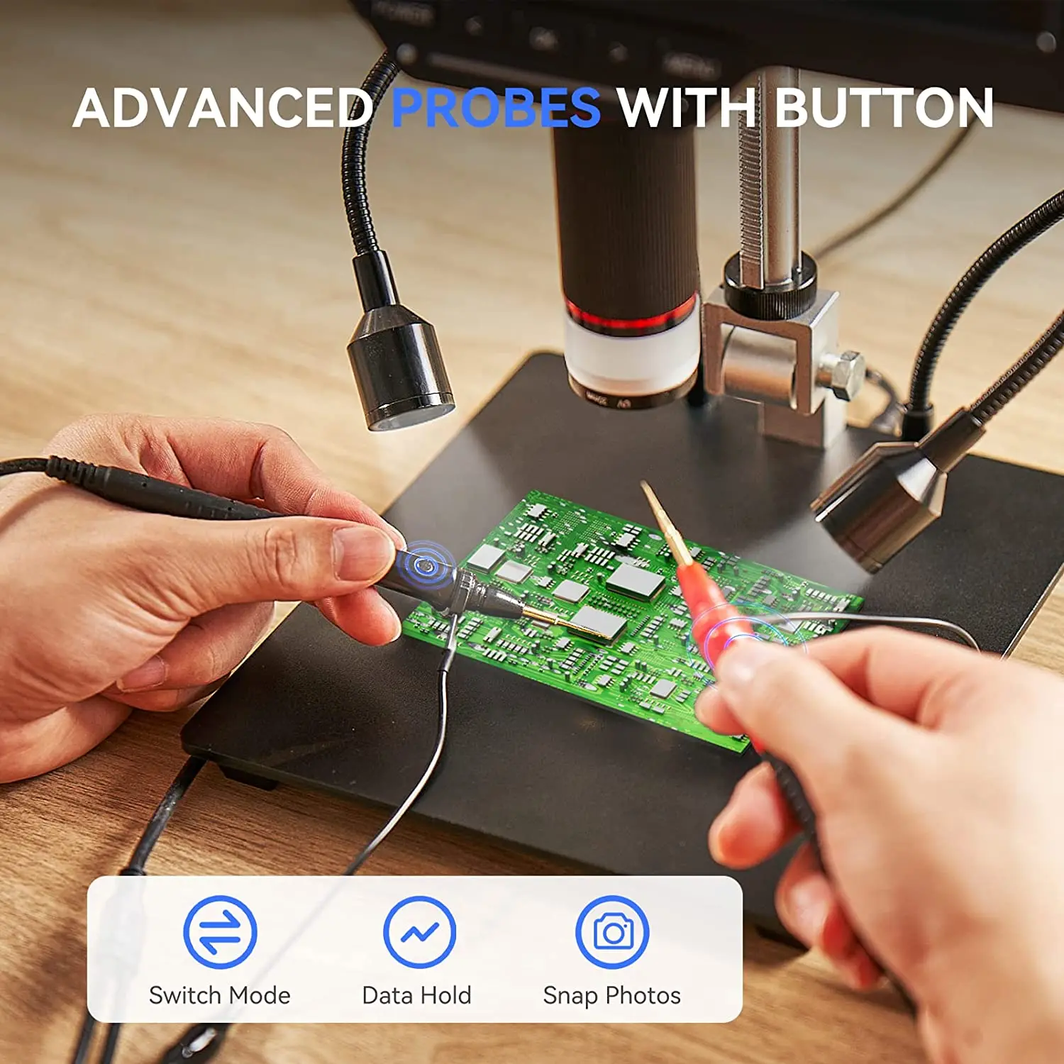 멀티미터 2000X 현미경 DC/AC 전압 10.1인치 비디오 현미경 수리 도구 다기능 용접