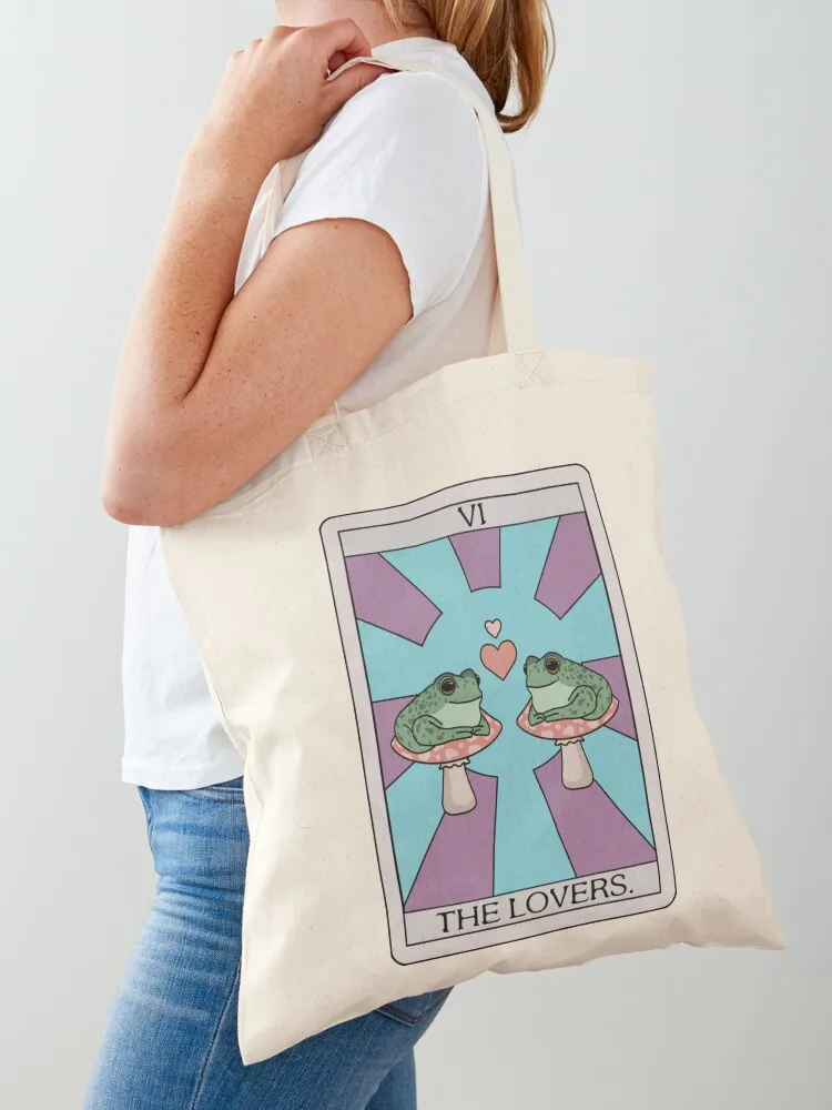 

The Lovers Frog Tarot Tote Bag Cloth bags large size bags shopper bag women handbag