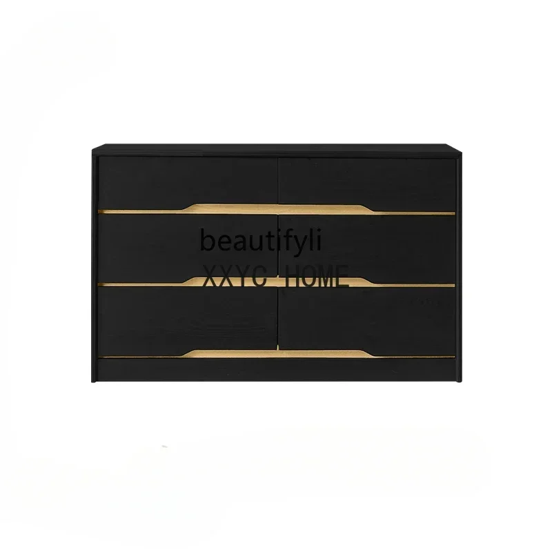 Black Chest of Drawers Living Room Ash Modern Minimalist Drawer Storage Storage Bedroom Bed Front Cabinet