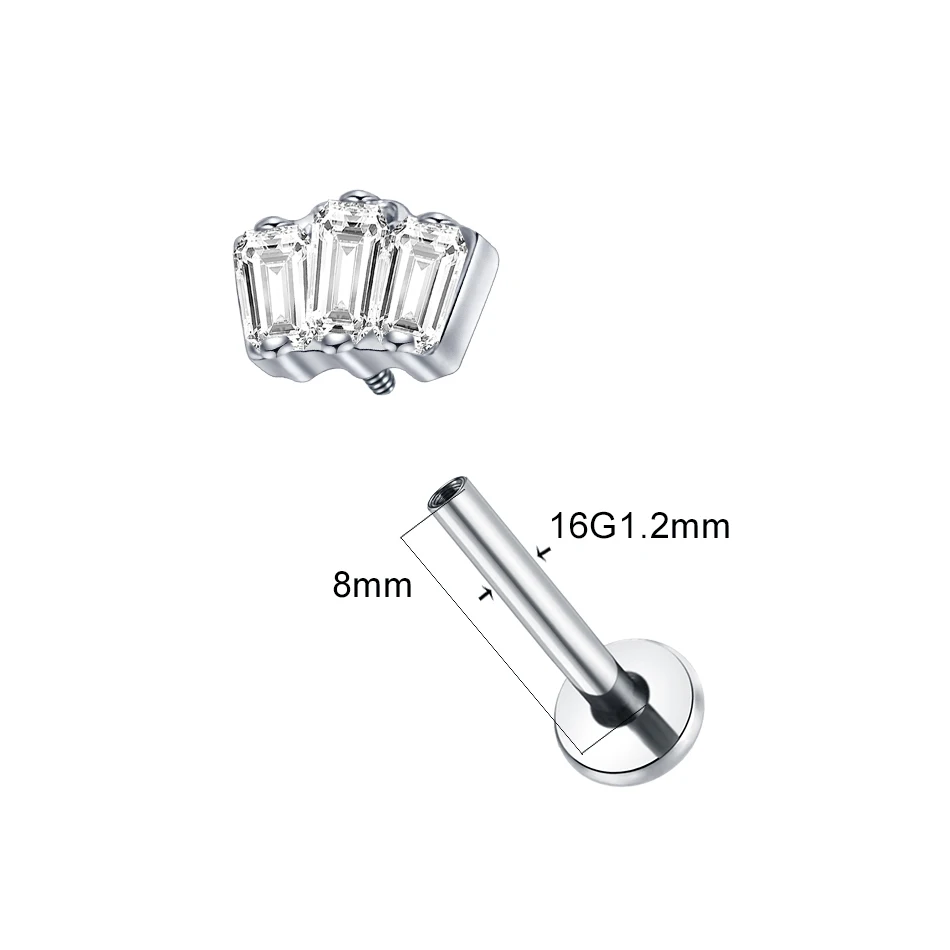 1/5PCS Titanium 16G Crystal Zircon Labret Lip Ring Ear Stud Ear Tragus Cartilage Helix Conch Lobe Piercing Earrings Jewelry Gift