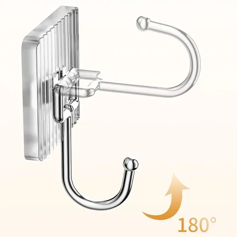 Luxury Hooks Stainless Steel Kitchen Bathroom Hooks Non-Perforated Metal Hook Strong Traceless Door Self-Adhesive Hanging Hook