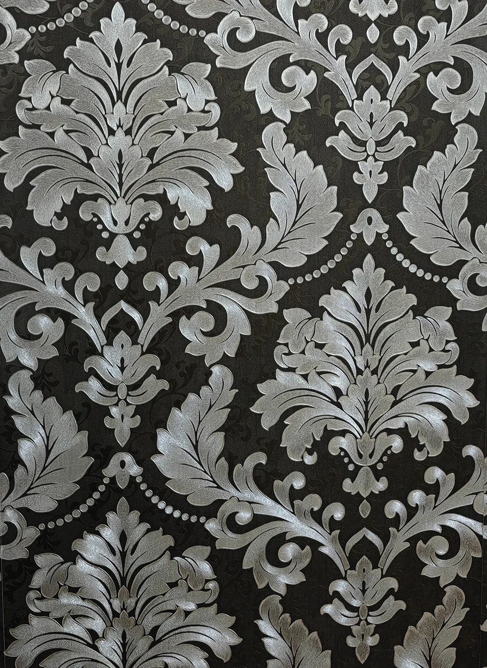 

10m Damask Vintage Wallpaper Black Silver High Standard Embossed Vinyl Decorative Waterproof