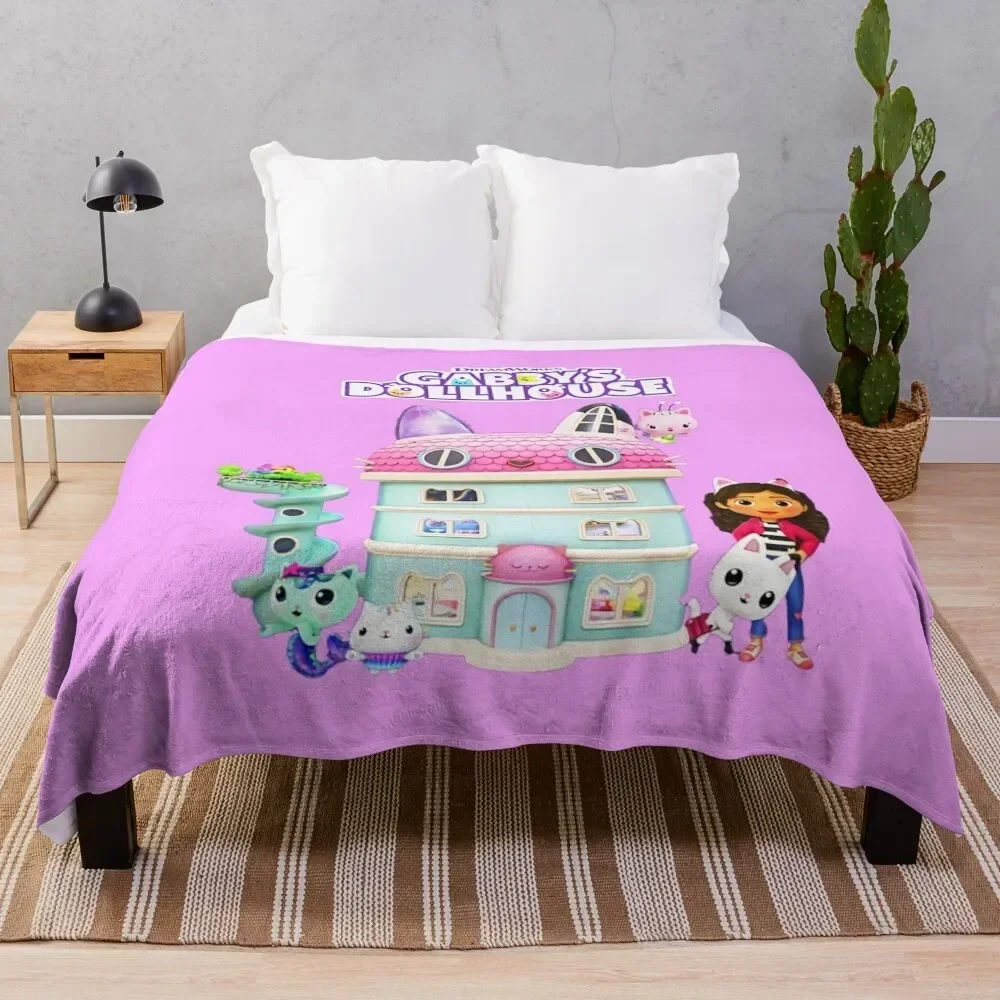 

Kids Gabby's Dollhouse Group Logo T-Shirt Throw Blanket Outdoor Soft Blanket for Picnic Beach Camping