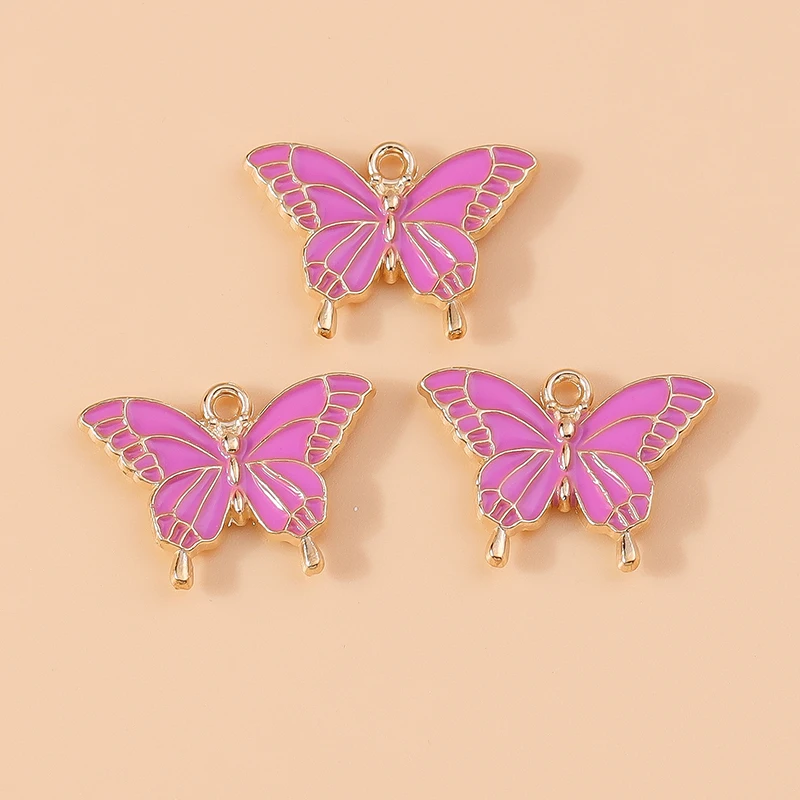 20 Stück 19 x 14 mm niedliche Emaille-Tier-Schmetterlings-Charms-Anhänger für Schmuckherstellung, Ohrringe, Halsketten, Armbänder, DIY-Bastelzubehör – Detail 6
