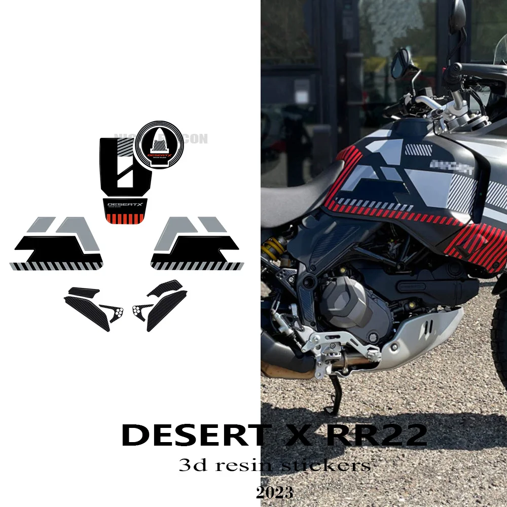 DesertX Accessories 3D Gel Epoxy Resin Sticker Tank Pad Protection Kit For Ducati Desert X DesertX RR22 2023