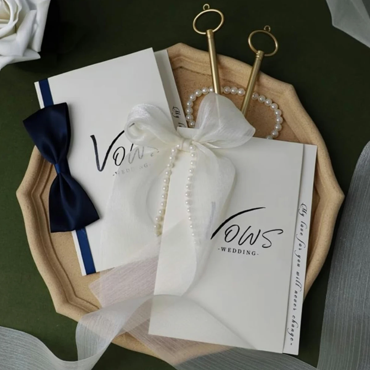 مجموعة كتب نذر الزفاف، تصميم بسيط للزوجين، أخضر وأبيض، تذكار زفاف مع عرق وإعلانات، الأكثر مبيعًا