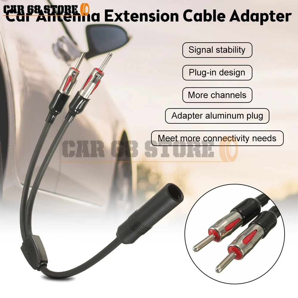 Car Antenna Cable Adapter Aluminum Plug In 1 For 2 Radio Antenna Extension Cable Meet More Connectivity Needs Antenna For Car