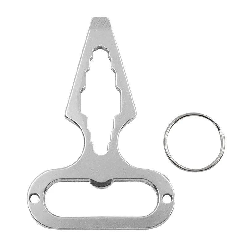 Outdoor camping wrench portable bottle opener EDC self-defense spike tool single finger buckle key pendant